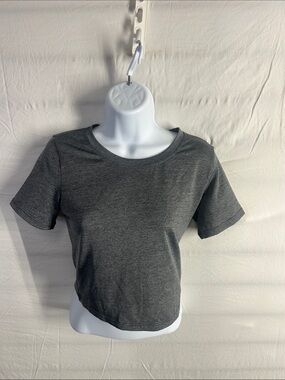 Women's Grey Cropped Crewneck Tee - Casual Essential